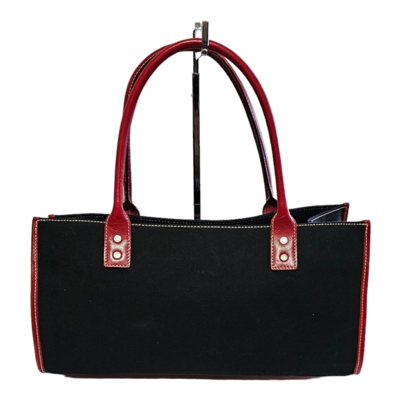 KATE SPADE Women's Satchel Box Bag Black w Red Leather - Picture 2 of 10